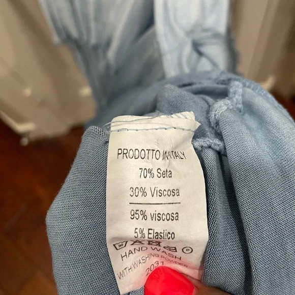 Meo Meli Ombre Blue and White Silk Tiered Midi Dress One Size Fits Most - Picture 3 of 4